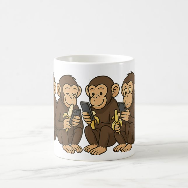 Mug Dessin sur singes sur téléphones portables (Centre)