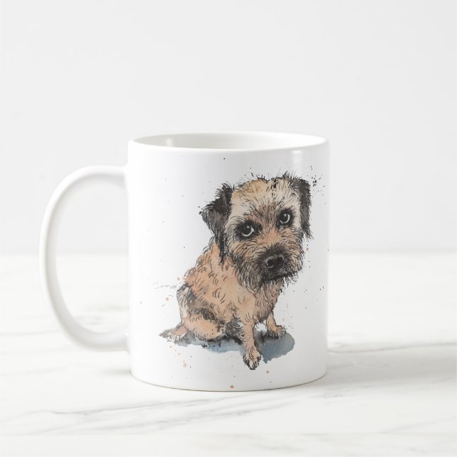 Mug Dessin Terrier frontalier, Fête des pères personna (Gauche)