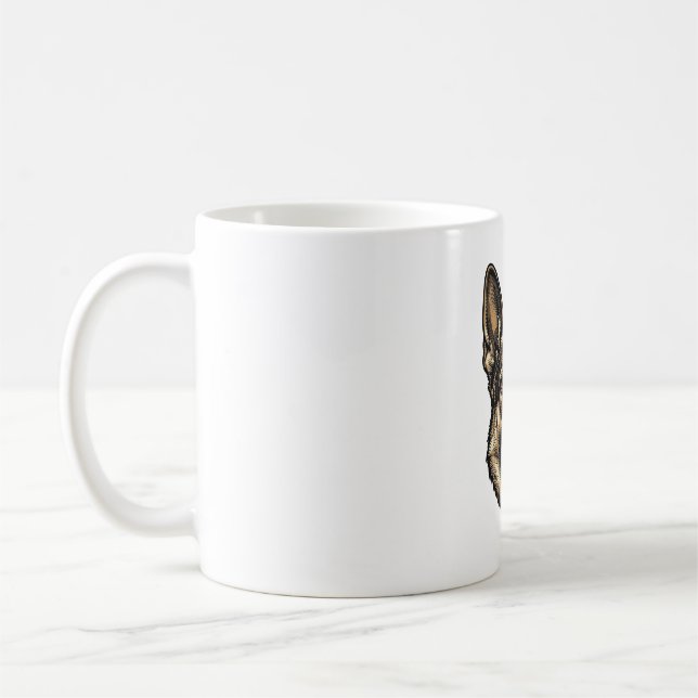 Mug Dessin vectoriel de chien de berger à gravure vint (Gauche)
