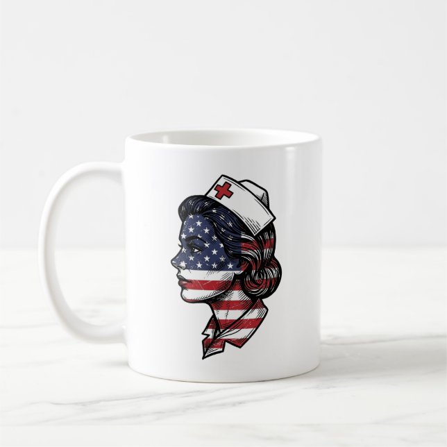Mug Dessin vectoriel de profil d'infirmière avec drape (Gauche)