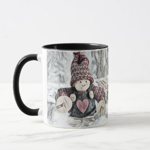 Mug Dessin vintage de Gnomes dans la neige