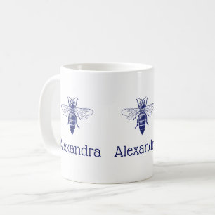 Mug Dessin vintage de reine abeille en bleu
