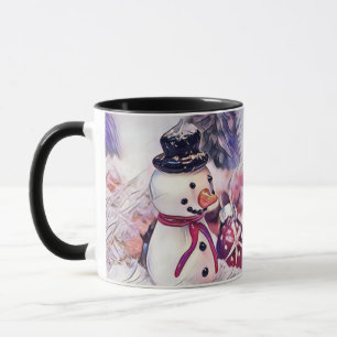 Mug Dessin vintage d'un bonhomme de neige en aquarelle