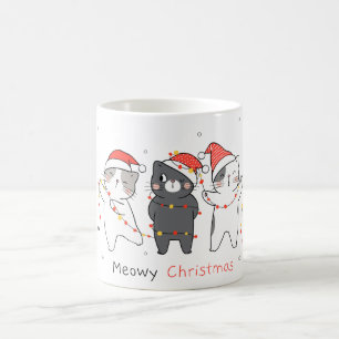 Mug Dessiner le chat avec la lumière de Noël