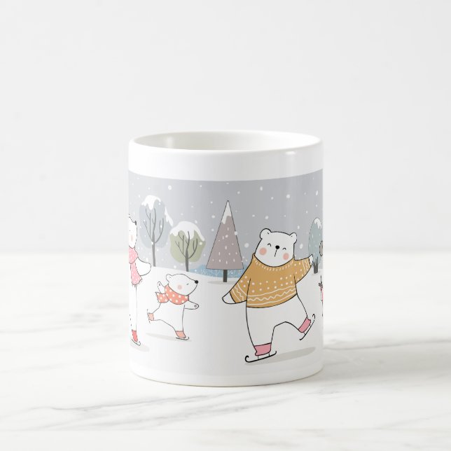Mug Dessiner l'ours polaire sur les patins à glace en  (Centre)