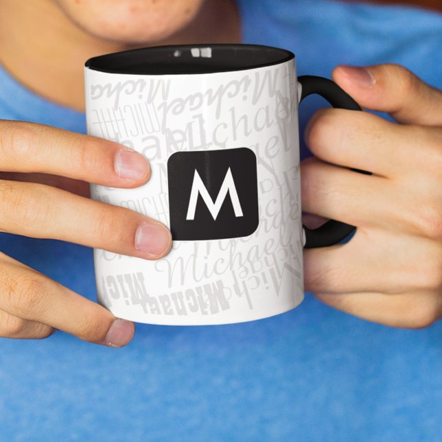 Mug dessinez votre propre nom cool blk. (simple & modern)