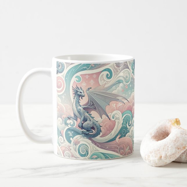 Mug Dessins lunaires : Imaginaire Pastel Dragon (Avec donut)
