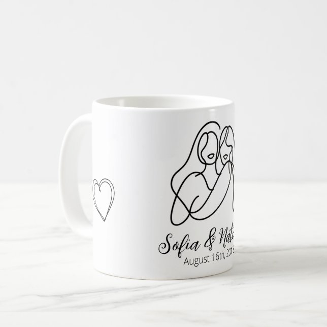 Mug Dessous de verre de couple lesbienne personnalisée (Devant gauche)