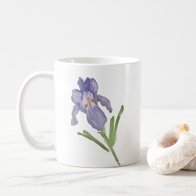 Mug Dessous de verre De Pierre De Peinture Fleur Iris  (Avec donut)