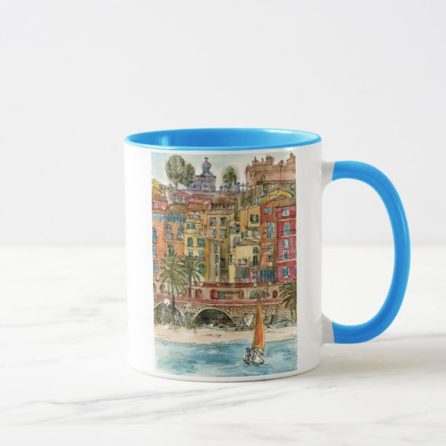 Mug Destinations | Watercolor Beach & Bâtiments (Droite)