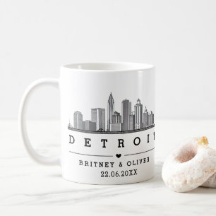 Mug DETROIT Skyline - Mariage personnalisé