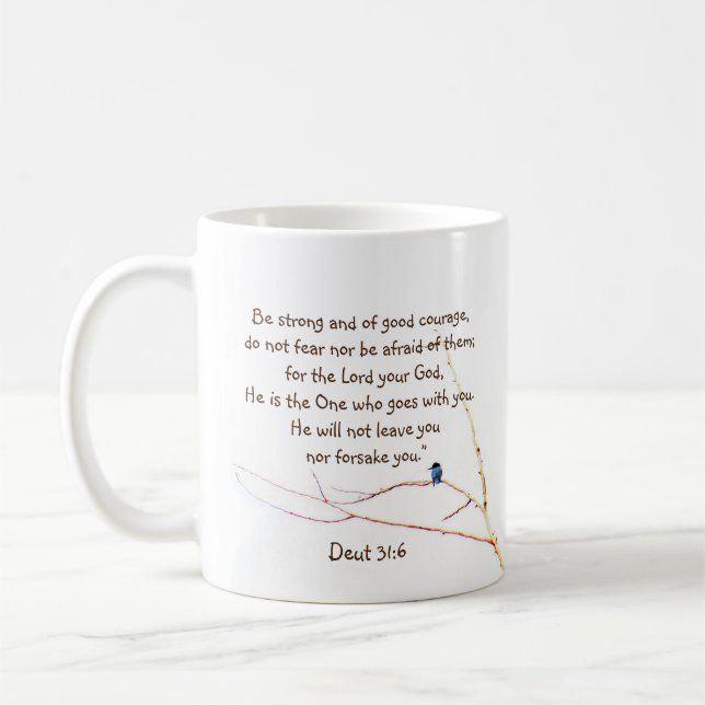 Mug Deut 31:6 Vous n'êtes pas seul Bible Kingfisher Bi (Gauche)