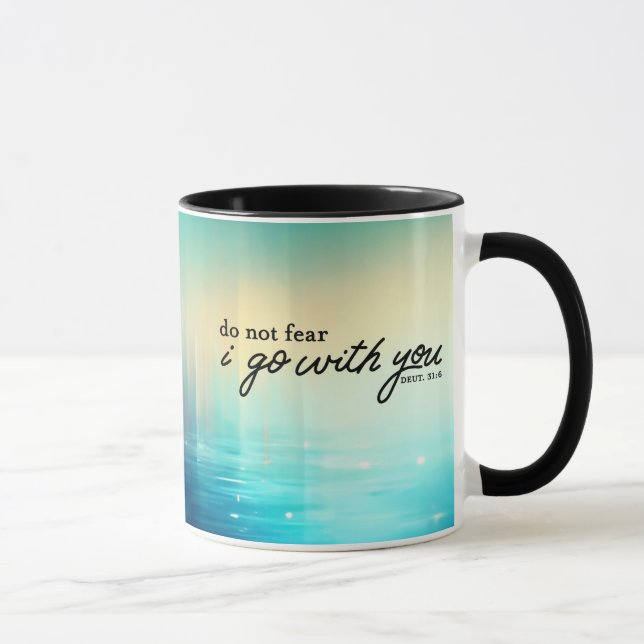 Mug Deutéronome 31:6 Ne crains pas Bible Verse Bleu (Droite)