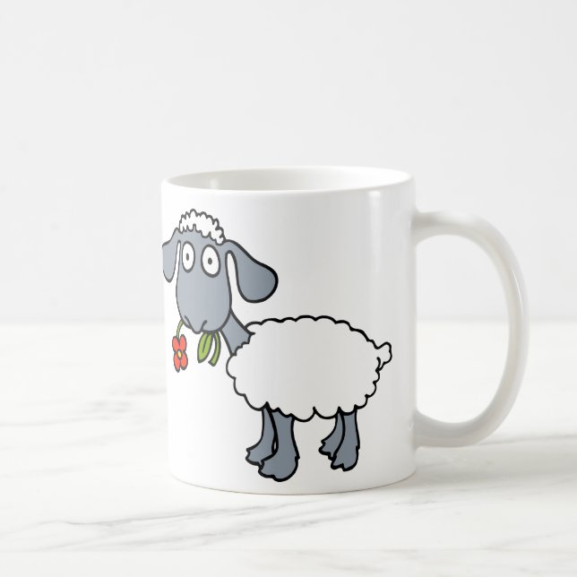 Mug Deux agneaux mignons moutons blancs avec des fleur (Droite)