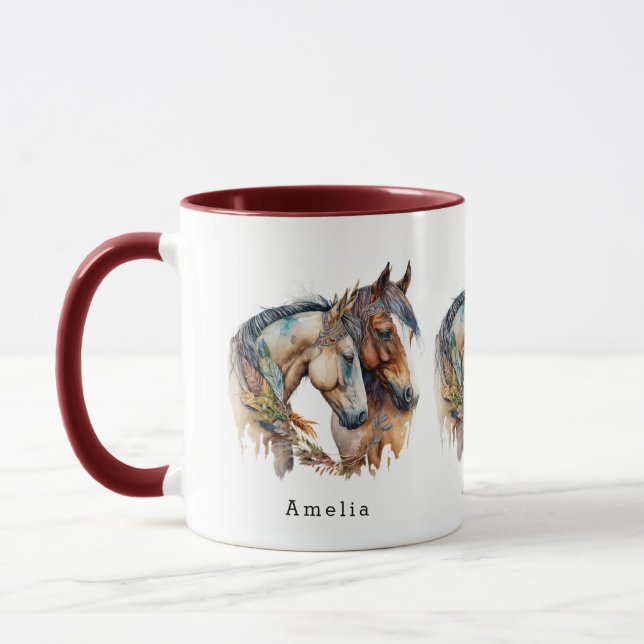 Mug Deux beaux chevaux Boho occidental (Gauche)