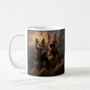 Mug Deux bergers allemands à Dusk