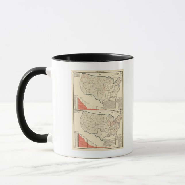 Mug Deux cartes lithographiées des États-Unis (Gauche)
