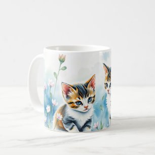 Mug Deux chatons dans un jardin fleuri