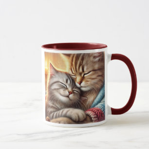 Mug Deux chats blottis ensemble.