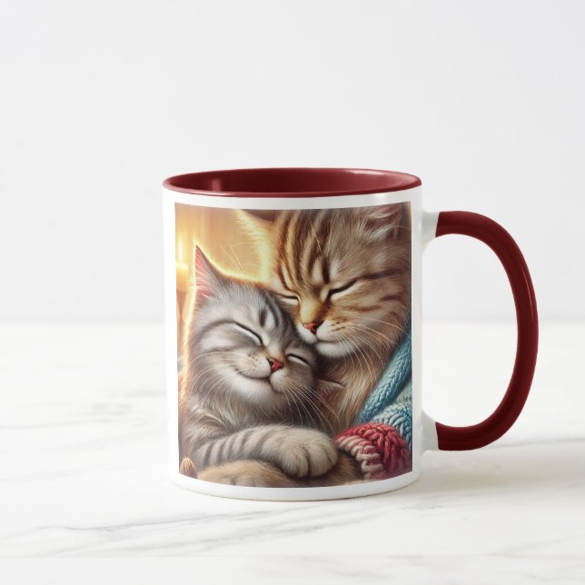 Mug Deux chats blottis ensemble. (Droite)