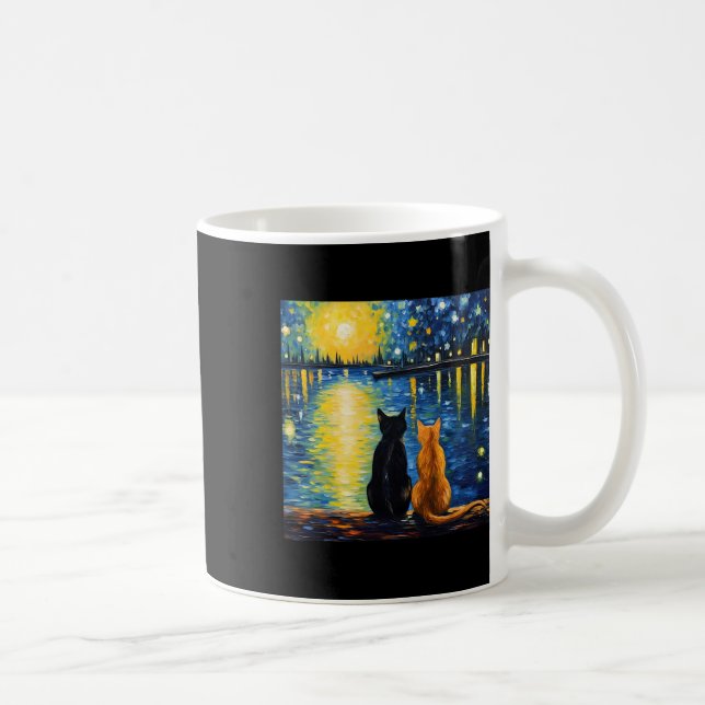 Mug Deux chats Starry Night Lover Cat Art Peinture Kit (Droite)