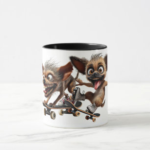Mug Deux chiens fous en skateboards font la course.