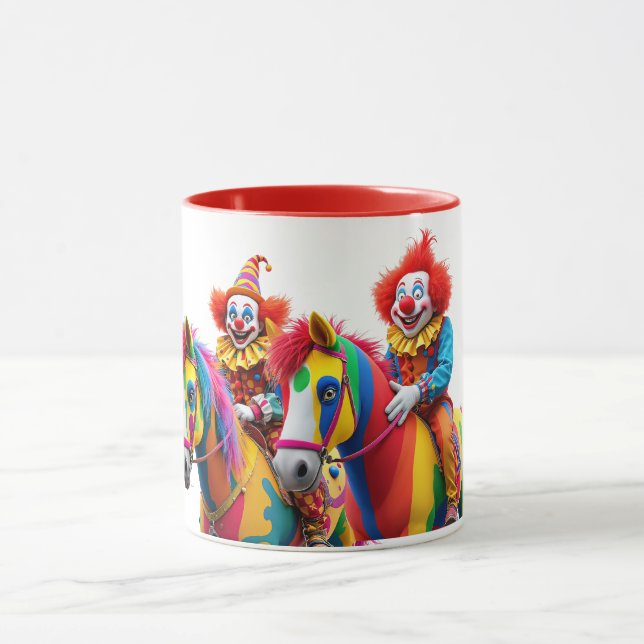 Mug Deux clowns rigolos sur leurs chevaux. (Centre)
