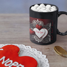 Mug Deux Coeurs modernes avec dentelle et amour