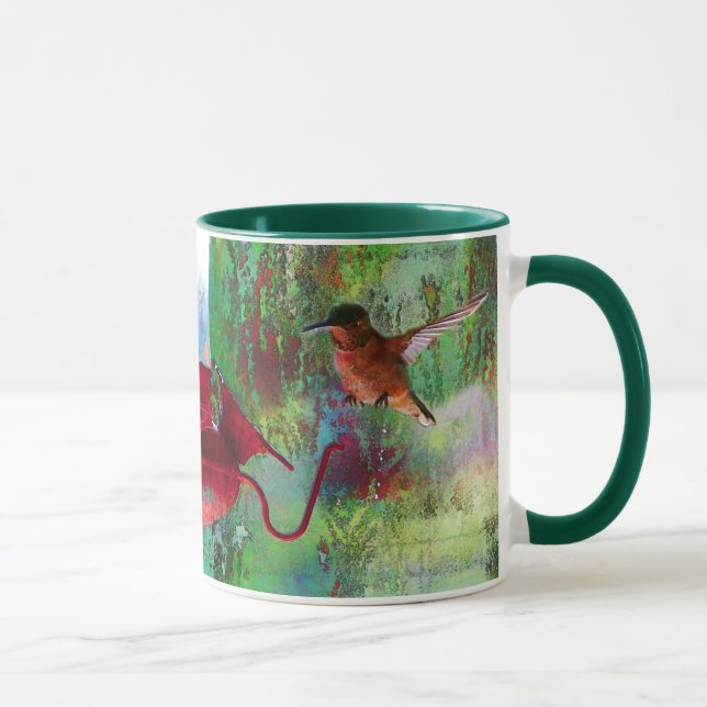Mug Deux colibris colorés à la mangeoire (Droite)