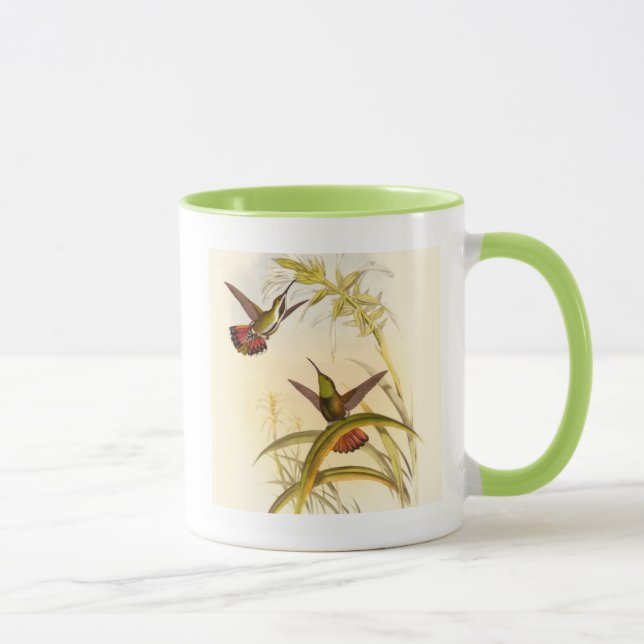 Mug Deux colibris colorés qui veulent la même fleur (Droite)