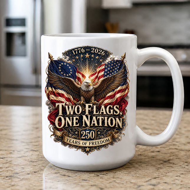 Mug Deux Drapeaux Une Nation Amérique 250 (Créateur téléchargé)