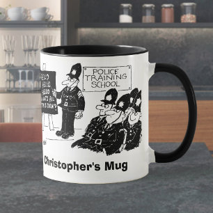 Mug Deux Drôle Drôle Caricatures De Police. Ajoutez No