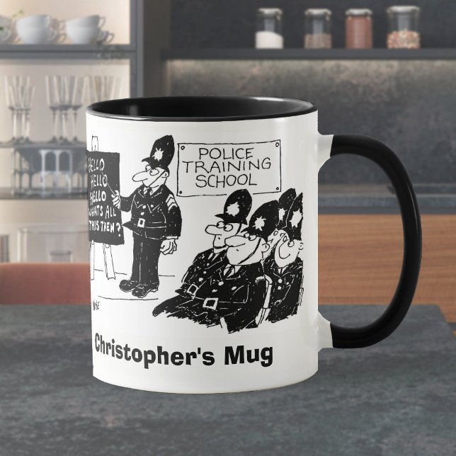 Mug Deux Drôle Drôle Caricatures De Police. Ajoutez No (Créateur téléchargé)