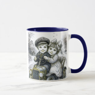 Mug deux enfants dans une voiturette.