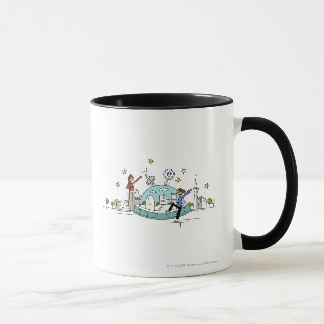 Mug Deux femmes s'asseyant sur une ville (Droite)
