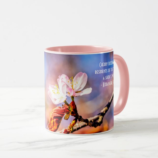 Mug Deux Fleurs Extraordinaires Sakura. Rose, Arrière  (Devant droit)
