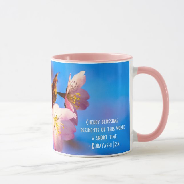 Mug Deux Fleurs Sakura En Bleu (Droite)