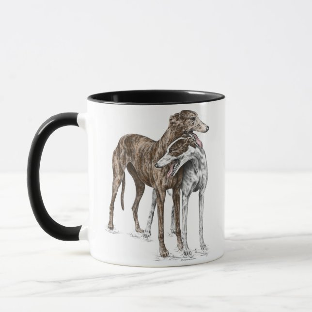 Mug Deux Greyhound Friends Dog Art (Gauche)