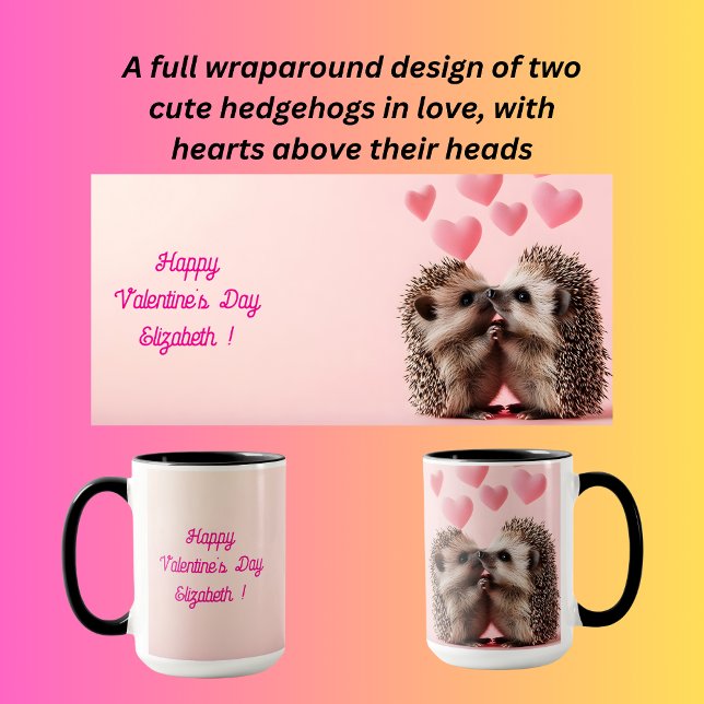 Mug Deux hérissons se tenant pour la Saint-Valentin (Créateur téléchargé)