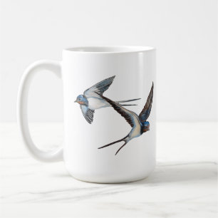 Mug Deux hirondelles rustiques volant haut dans le cie