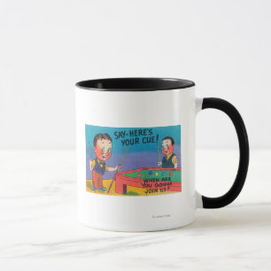 Mug Deux hommes de bande dessinée jouent la piscine,
