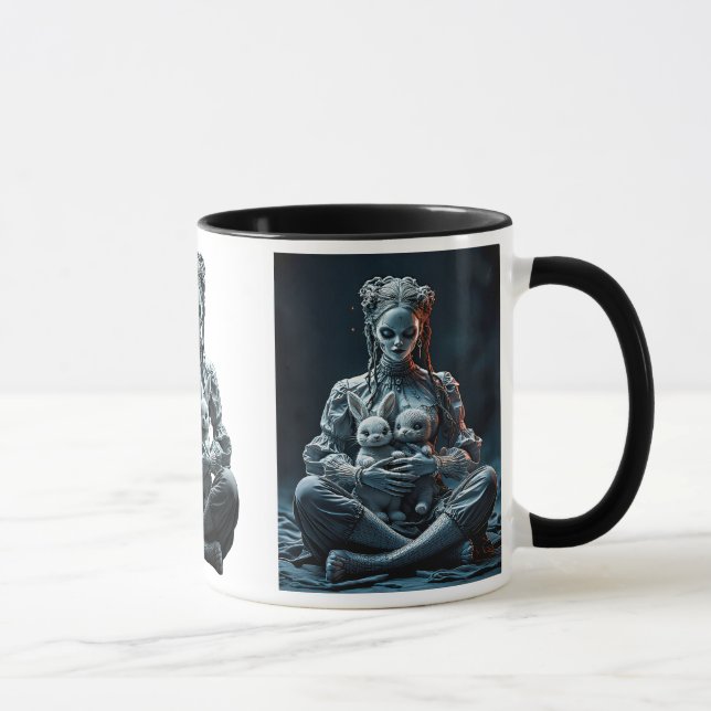 Mug Deux lapins dans les bras d'une jeune fille. (Droite)