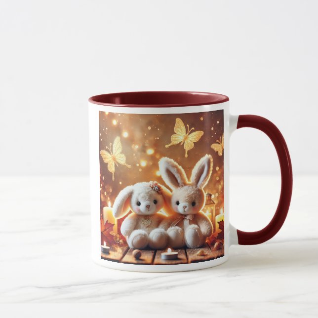 Mug Deux lapins en peluche adorables. (Droite)
