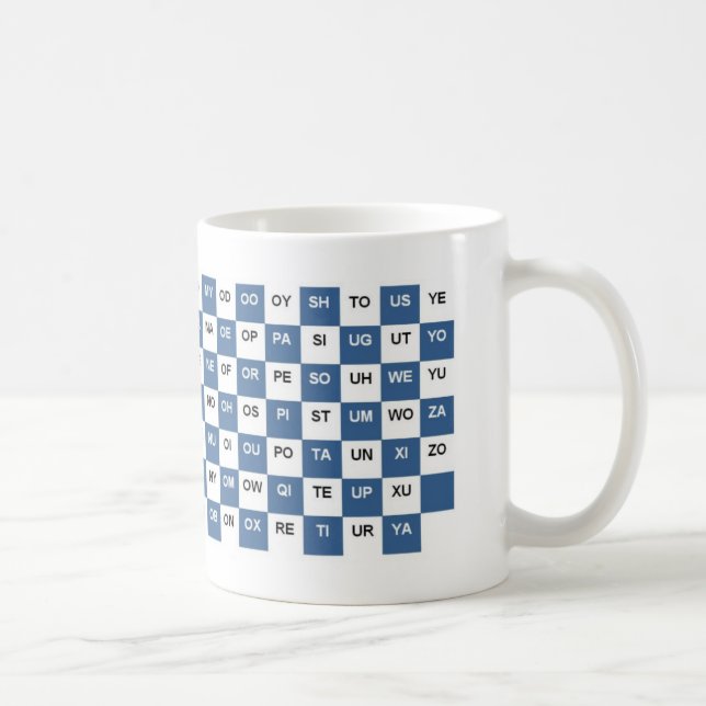 Mug Deux lettres Mots bleu et blanc Intrl. version (Droite)