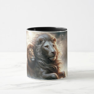Mug Deux lions complices dans un univers irréel.