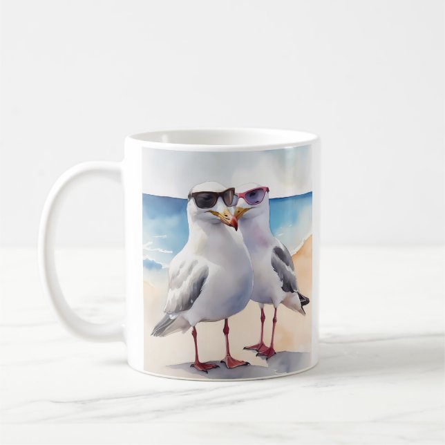 Mug Deux Mignons Mouettes En Amour (Gauche)