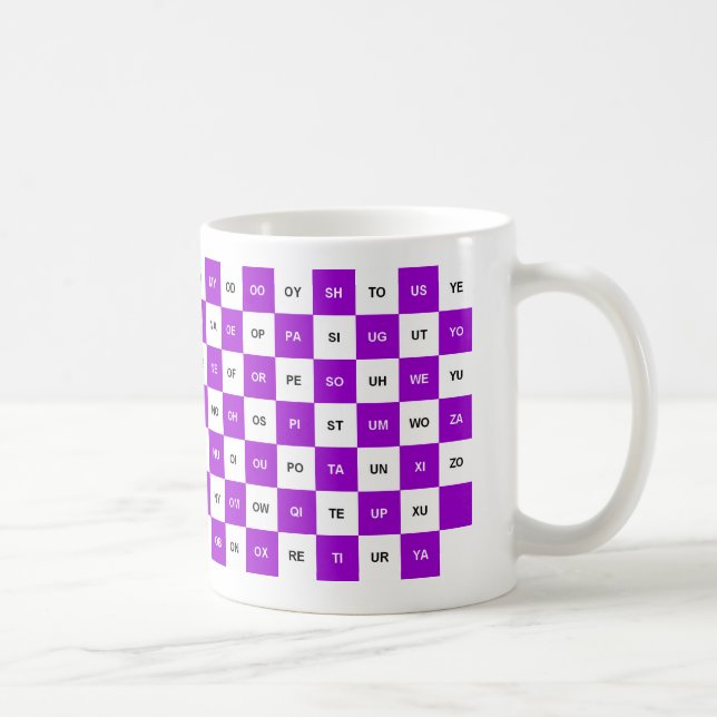 Mug Deux mots à deux lettres : Purple et blanc Intrl.  (Droite)