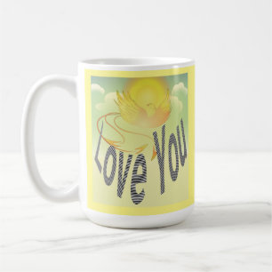 Mug Deux Mots : Je T'Aime. Sur Flamer Yellow Phoenix B