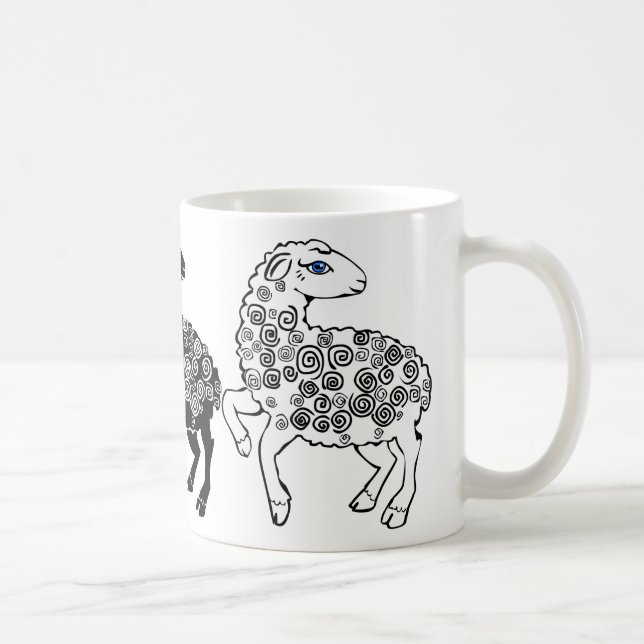 Mug Deux moutons blancs un art populaire de moutons (Droite)
