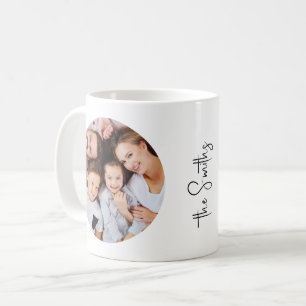 Mug Deux noms de famille de photos Écriture moderne